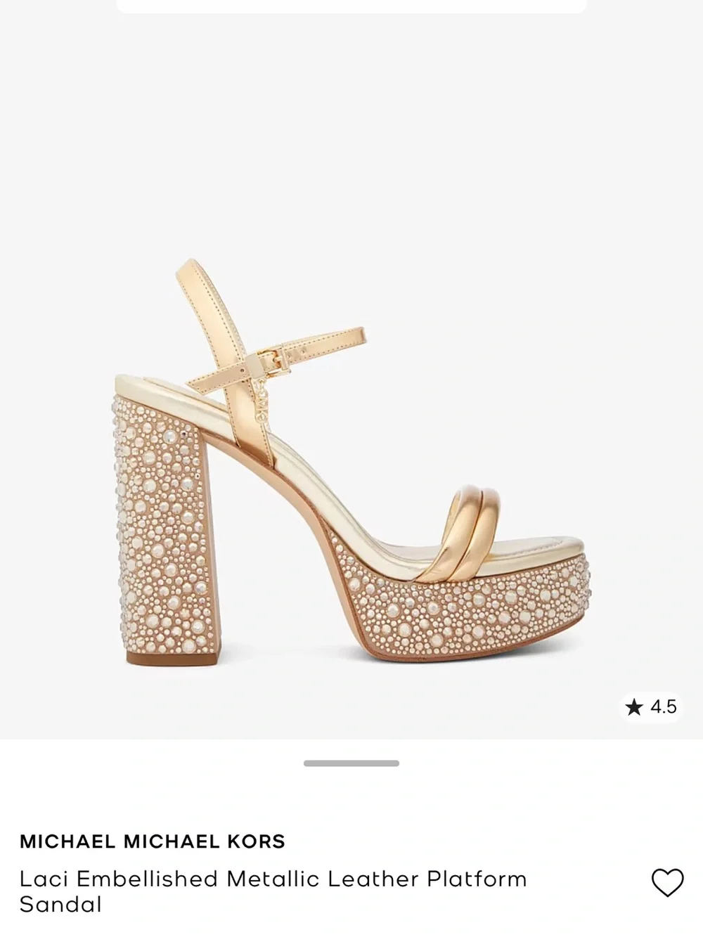 MICHAEL MICHAEL KORS Laci Embellished Metallic Leather Platform Sandal. NIB